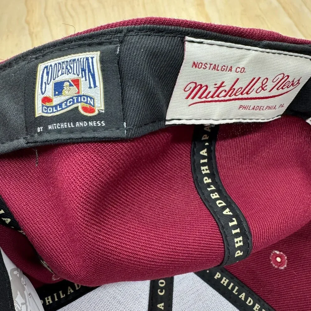 NEW Boston Red Sox Mitchell Ness Fitted sz 7 3/4 Liberty Fit Hat Cap Maroon